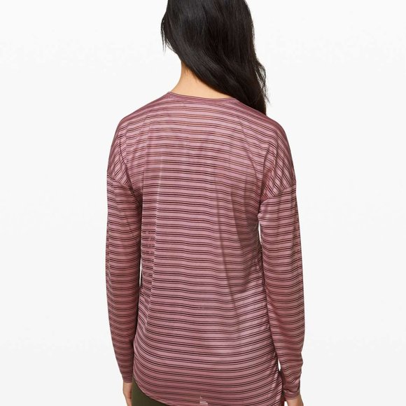 Lululemon Tie Your Practice Long Sleeve *Stripe Vintage Mauve - Picture 3 of 12